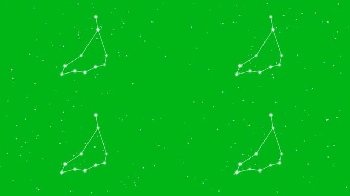 黄道十二宫摩羯座的代表，绿屏背景上闪烁的星星