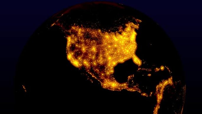 地球照明城市灯光闪烁空间3DCG运动图形
