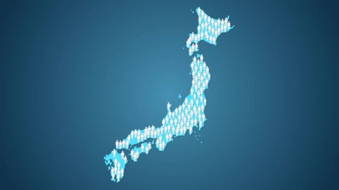 日本地图形状的人物符号，人口过剩概念