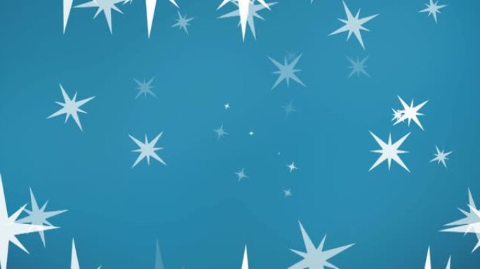 白色圣诞星星落在蓝色背景上的动画