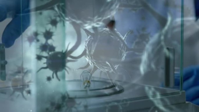 冠状病毒细胞在实验室科学中的动画