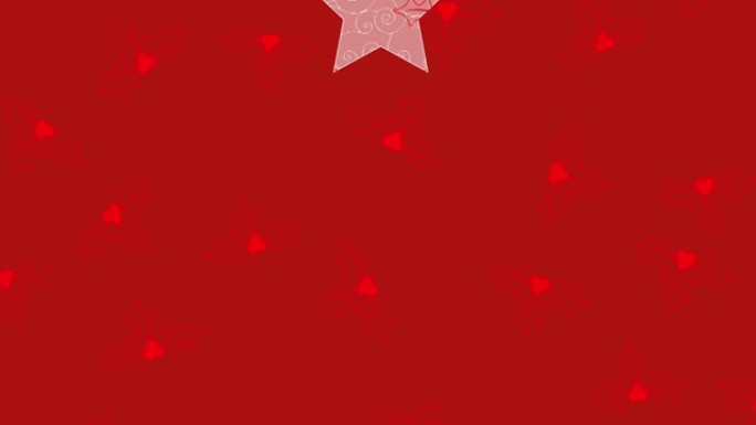 圣诞装饰和红色圣洁落在红色背景上的动画