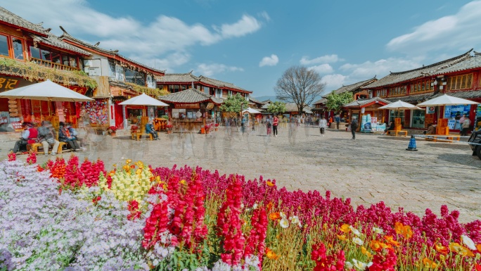 丽江古城延时四方人流街8k