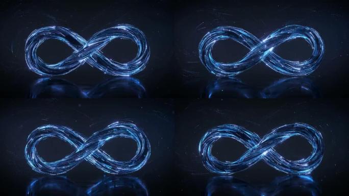 蓝色无限符号3D渲染无缝循环动画