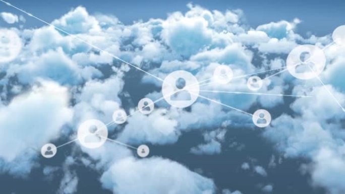 图标与人在云上的连接网络动画
