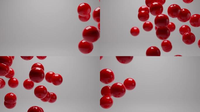红色抽象球体形状-三维动画
