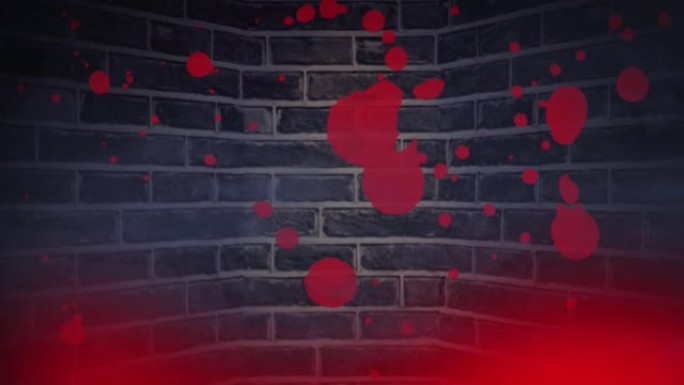 万圣节红斑的动画砖背景上的血迹