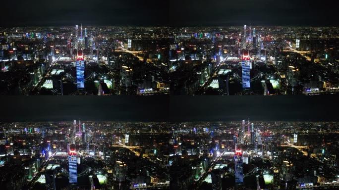 夜间平移广州轴线夜景高楼大厦