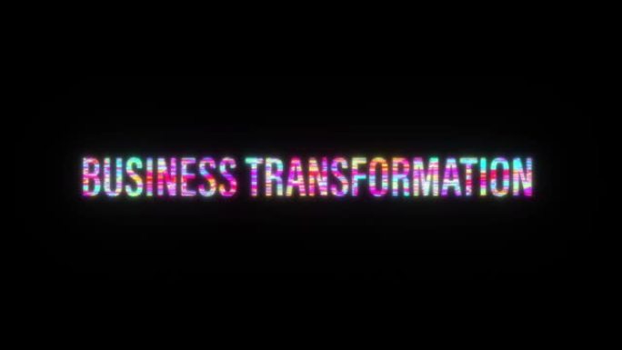 业务转型多彩文字词闪烁轻动画循环带毛刺文字效果。4k 3d无缝循环业务转型毛刺效果元素为介绍，标题横