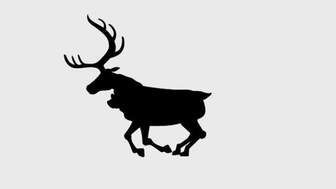 运行驯鹿插图循环动画 (4k分辨率，背景透明)