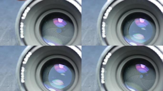 电影镜头光圈叶片的特写。