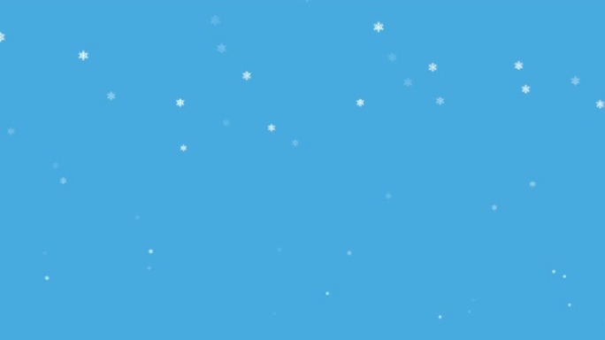 蓝色背景上的雪落在圣诞节雪球上的动画