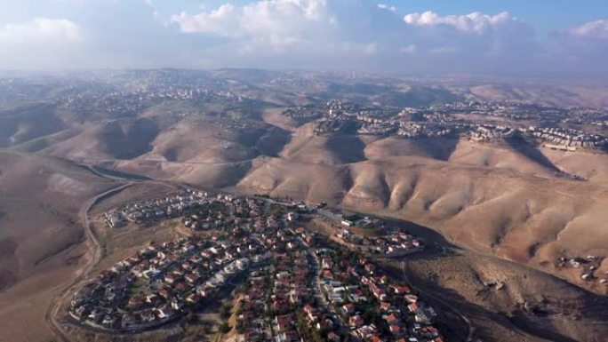 犹太沙漠中的以色列和巴勒斯坦城镇，空中