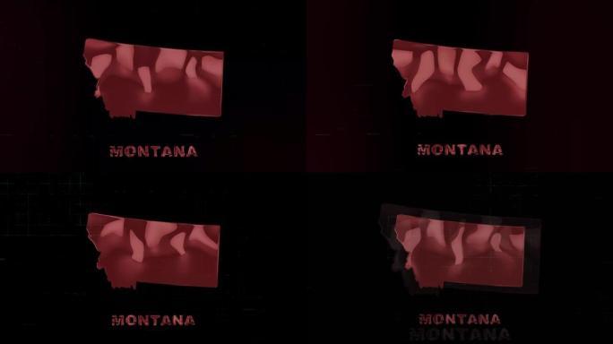 蒙大拿州字母与故障艺术效果。蒙大纳州。美国。美利坚合众国。文本或标签蒙大拿州剪影