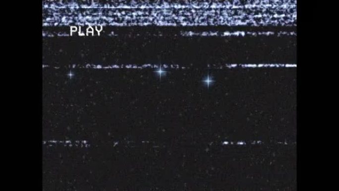 在黑色背景上移动的星星上干扰播放界面屏幕的动画