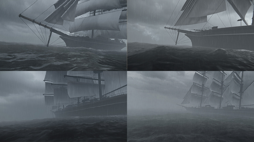 海上风暴乘风破浪帆船航行海洋文明成功未来