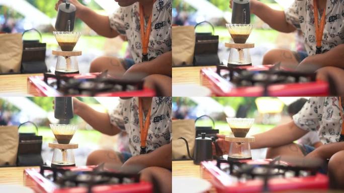 制作咖啡滴手滴咖啡倒热水咖啡潮人生活方式