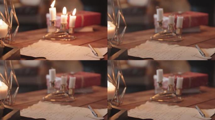 蜡烛在桌子上吹灭