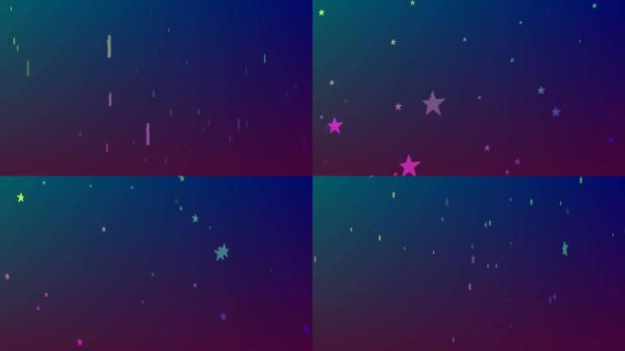 彩色星星形状落在黑暗背景上的动画