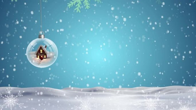 雪落在雪球和枞树装饰上的动画