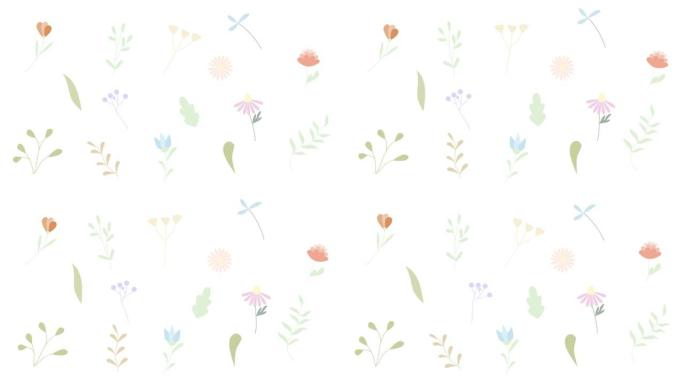 用植物叶子框。柔和的颜色。夏季草地。