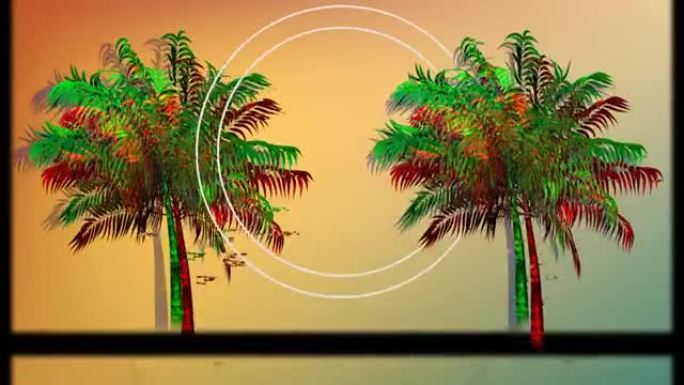 无缝循环催眠运动中鲜艳的棕榈树动画