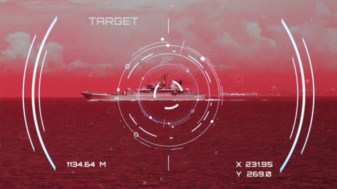 侦测目标为一艘战舰的无人机视觉界面