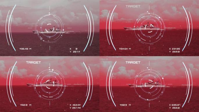 侦测目标为一艘战舰的无人机视觉界面