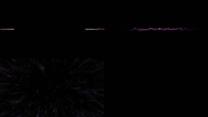 黑色背景上爆炸紫色烟花的动画