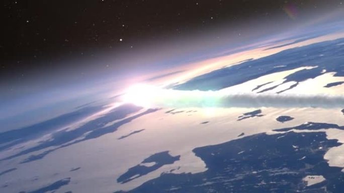 流星小行星进入云层上方的地球大气层