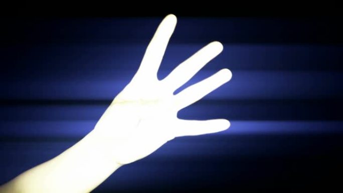 从一数到十，手牌轮廓和光线灯，科技电脑背景