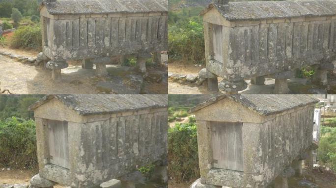石头制成的葡萄牙粮仓，用于储存谷物或动物饲料-特写镜头