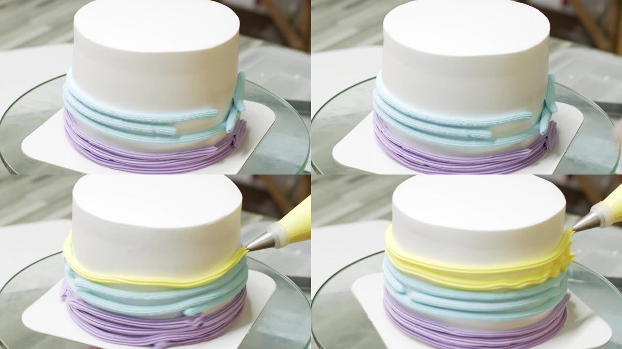 装饰蛋糕彩虹五颜六色。