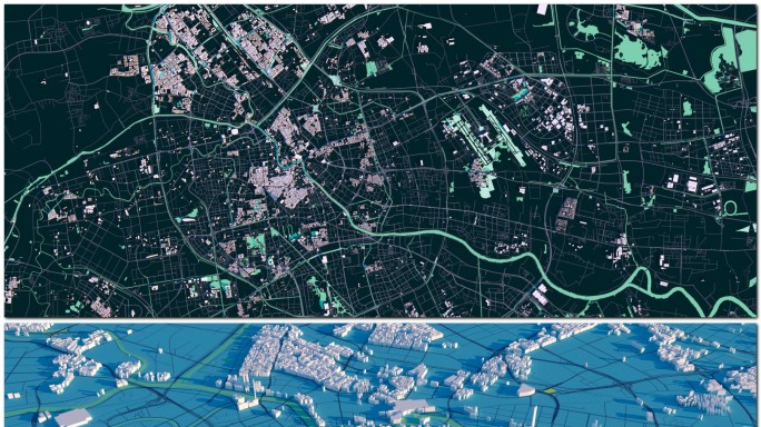 天津市主城区三维建筑体块路网地图