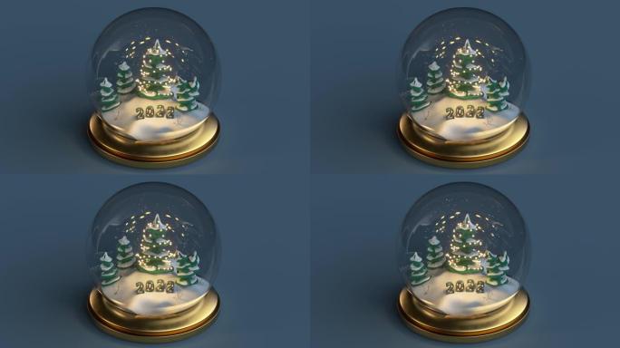 雪球3D渲染无缝循环动画中的新2022年文本