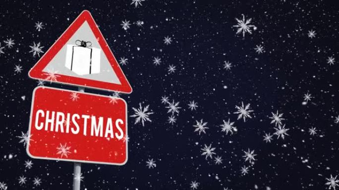 降雪的动画警告用圣诞节文字唱歌