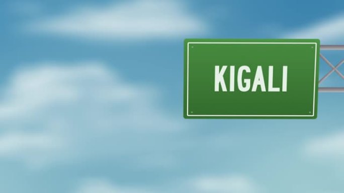 基加利首都卢旺达路标在蓝色多云的天空-股票视频