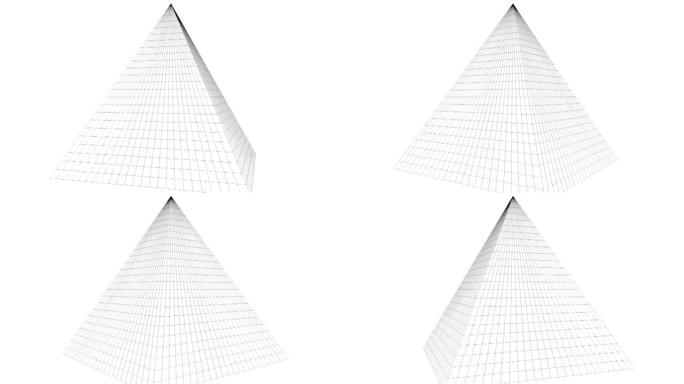 几何金字塔形状的抽象3D背景渲染。计算机生成的动画，白色背景上的埃及金字塔动画古法老墓埃及和世界地标