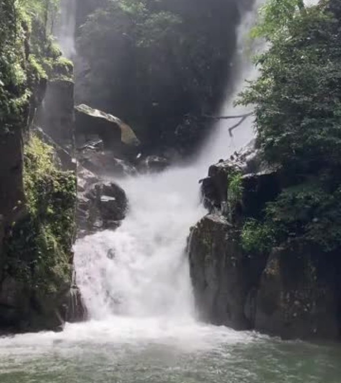 强大的垂直瀑布绿色植物水湾水造型