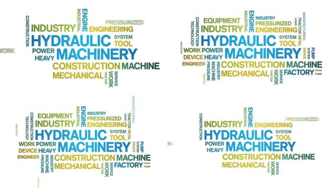 液压机械动画标签文字云，文字设计动画无缝循环
