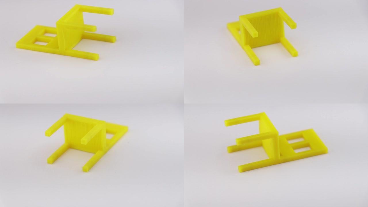 3d打印技术制成的小椅子视图。增材制造技术原型的未来
