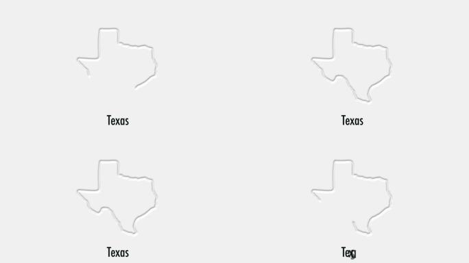 六边形风格的美国德克萨斯州抽象线动画。德克萨斯州。美利坚合众国。从美国地图突出显示的德克萨斯州联邦州
