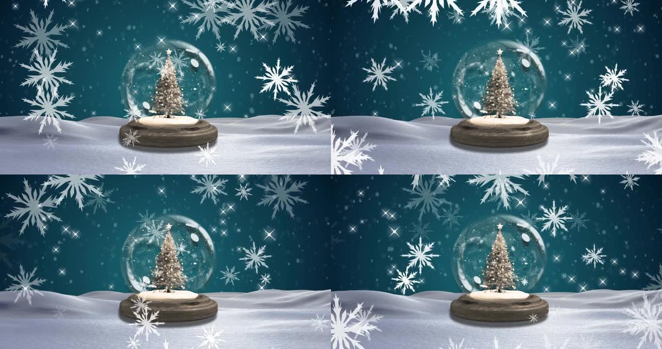 圣诞节雪球上的积雪动画