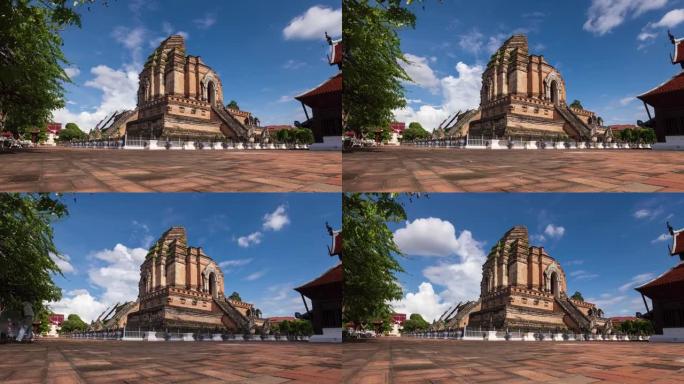 泰国清迈的Chedi Luang寺的古塔。时间流逝
