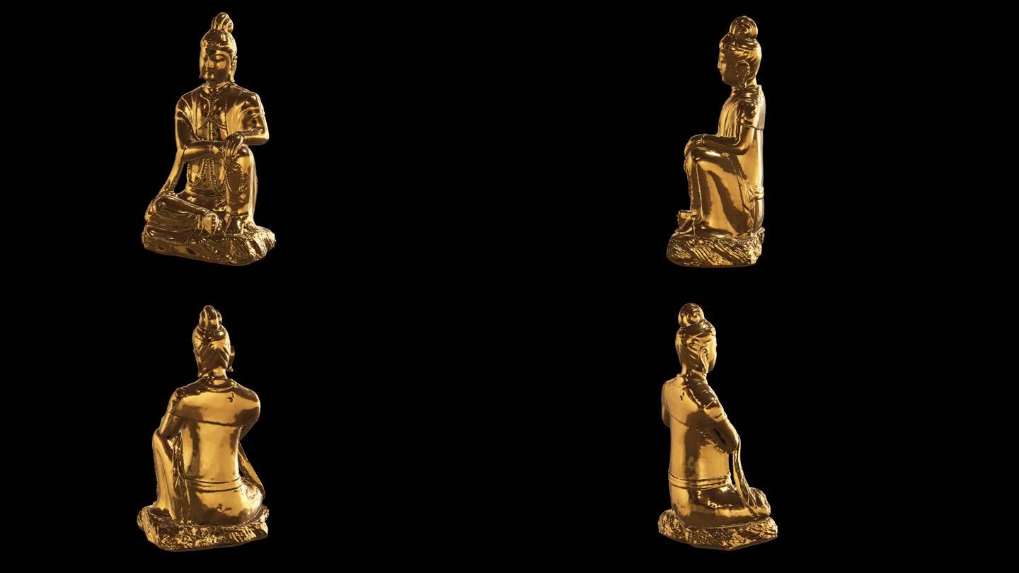 中式佛像黄金版展示通道素材