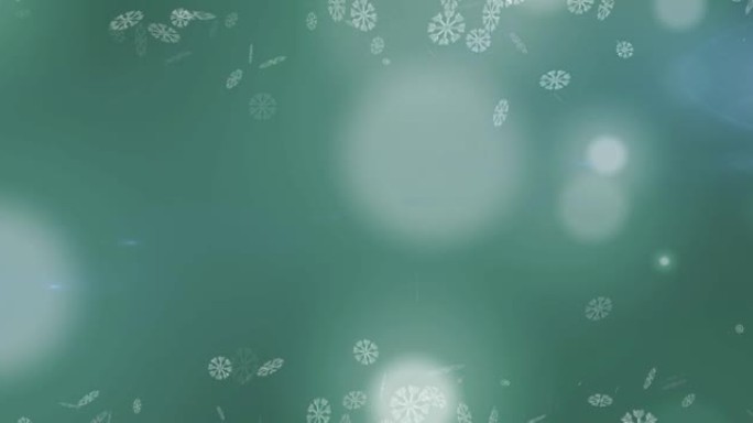 灰色背景上的降雪和发光斑点的动画