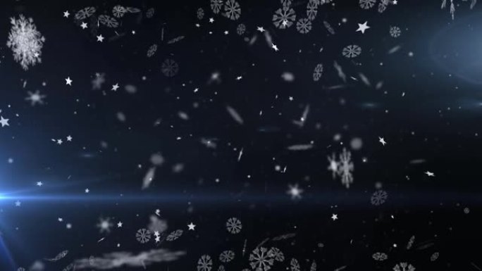 圣诞节雪花落在黑色背景上的动画