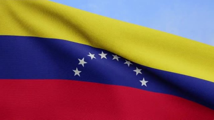 3D，委内瑞拉国旗随风飘扬。委内瑞拉横幅吹柔软的丝绸。