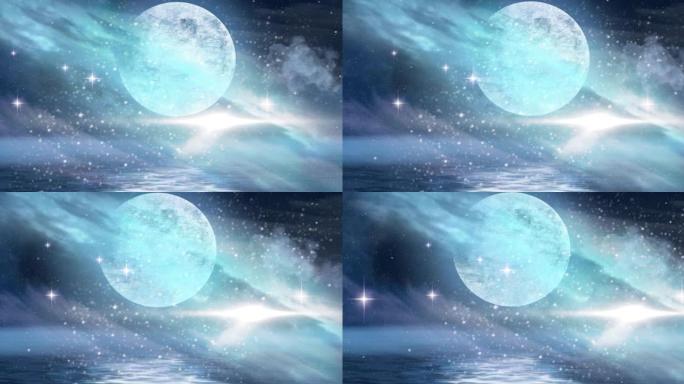 宇宙中星星和云的地球动画