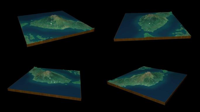 坦波拉山地形图3D渲染360度循环动画
